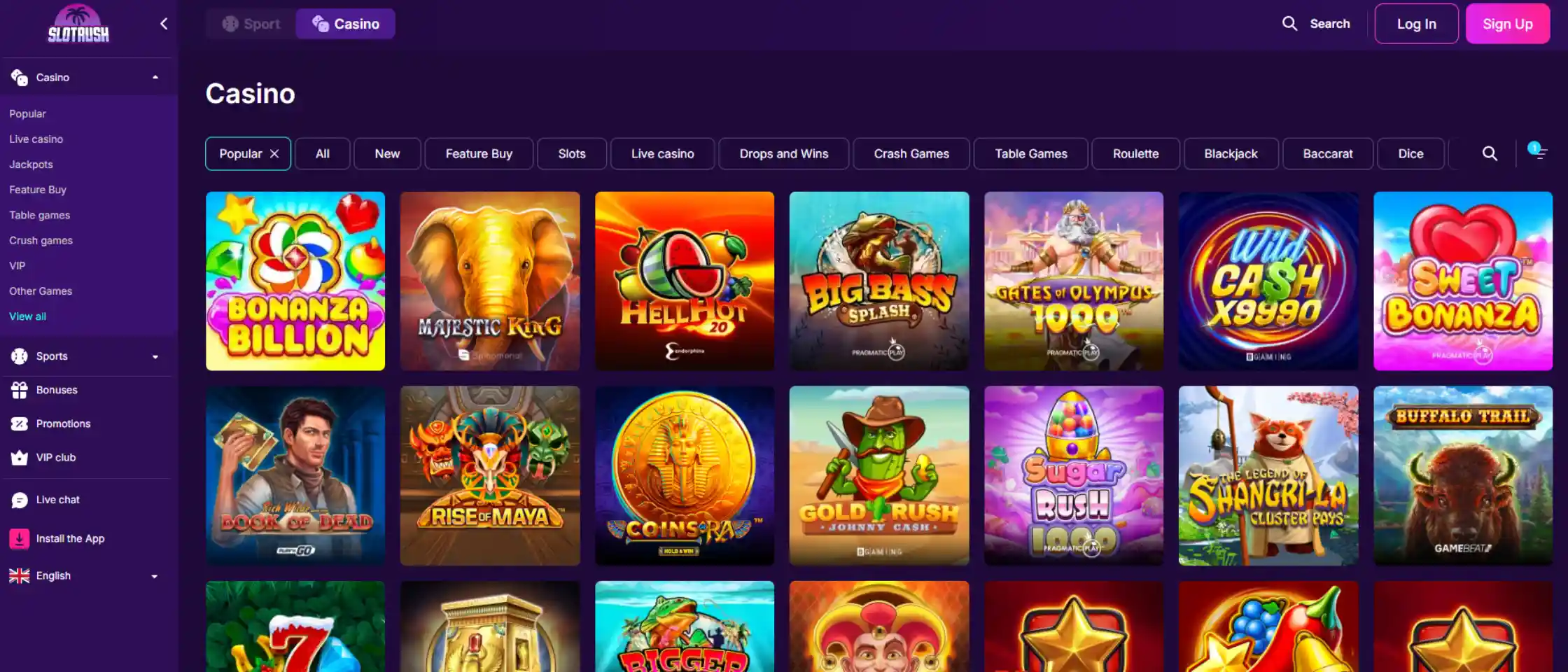 Slotrush Casino – Speel slots en live casino met echt geld image 2